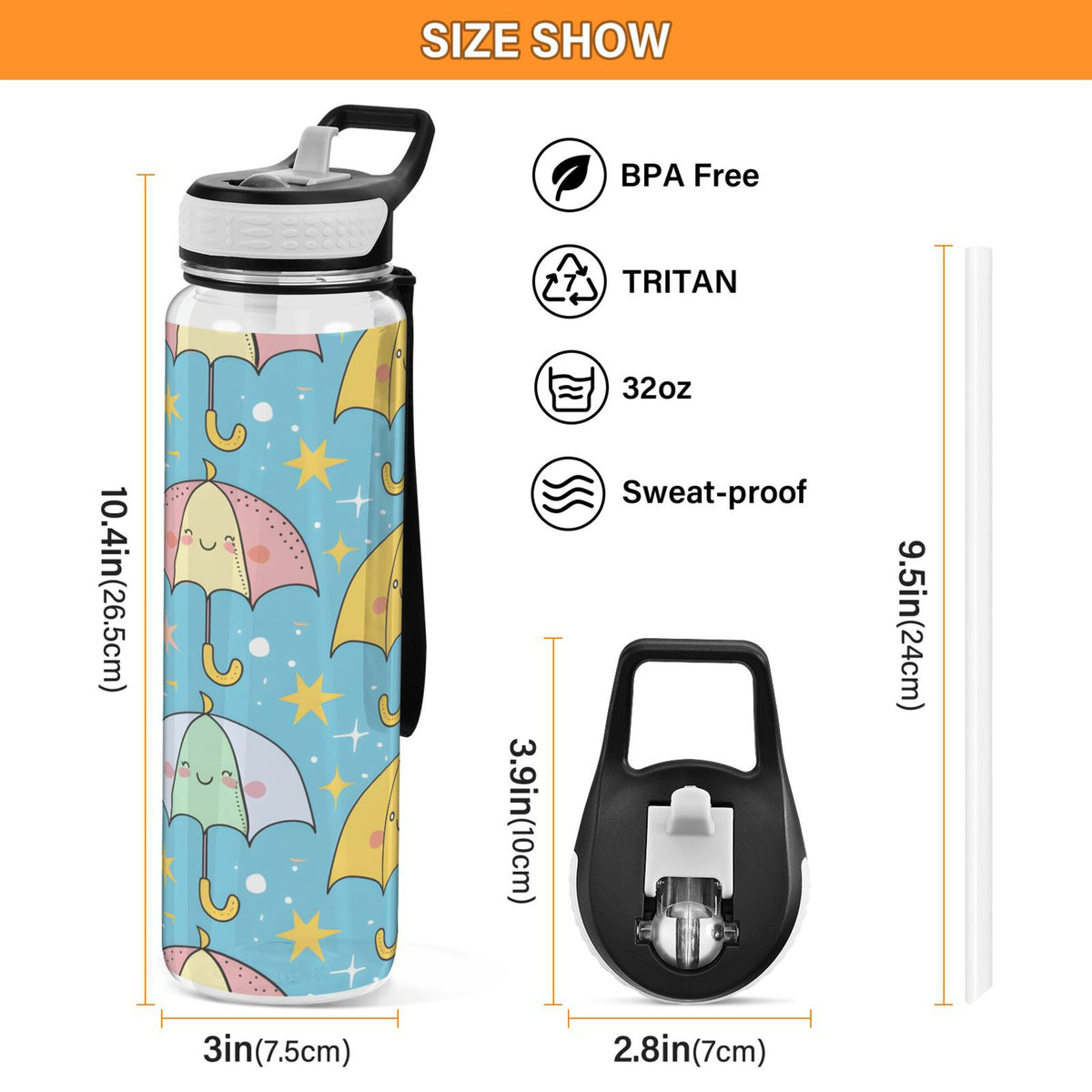 Clear 32oz Tritan Sports Water Bottle with Straw C23678