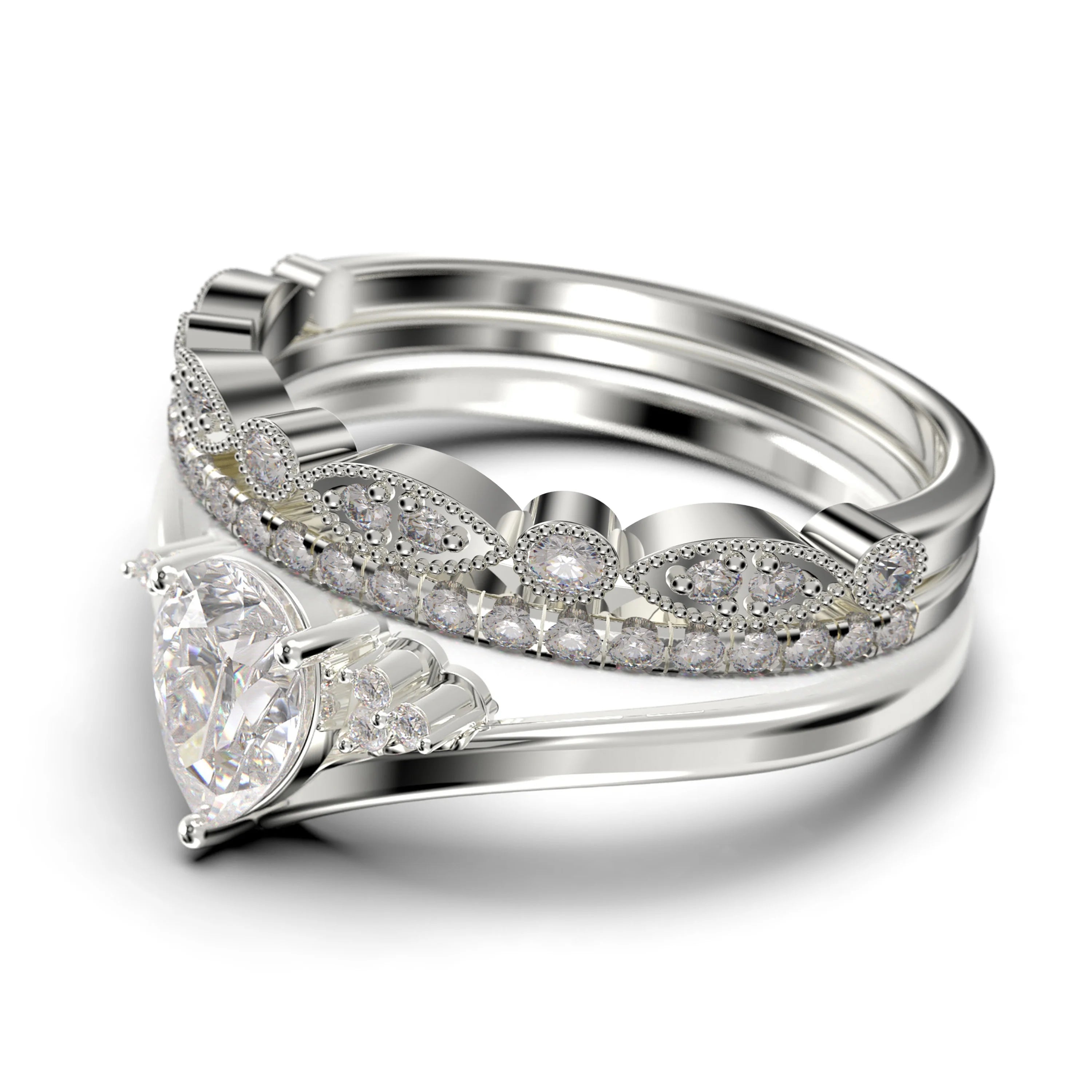 2.25 Carat Pear Cut Diamond Moissanite Engagement Ring in 925 Sterling Silver With 18k White Gold Plating D145