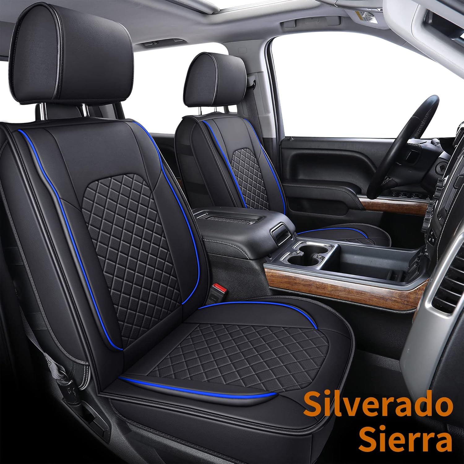 Black Faux Leather Seat Covers Full Set U157