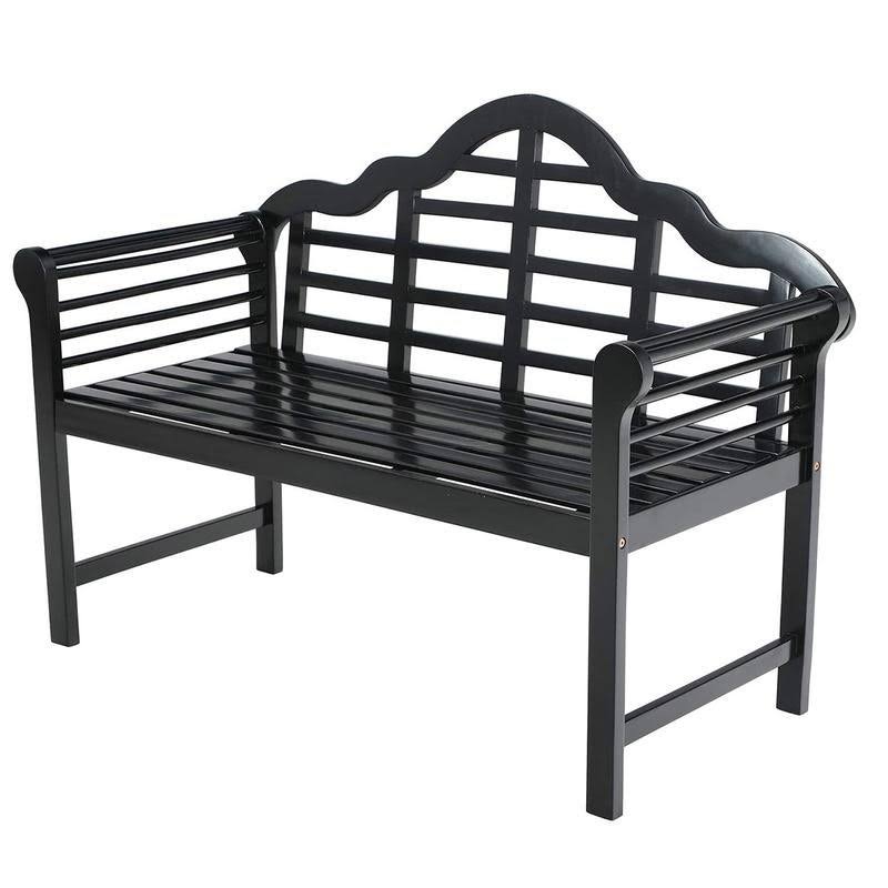 Black Acacia Wood Bench with Backrest and Armrests V687224