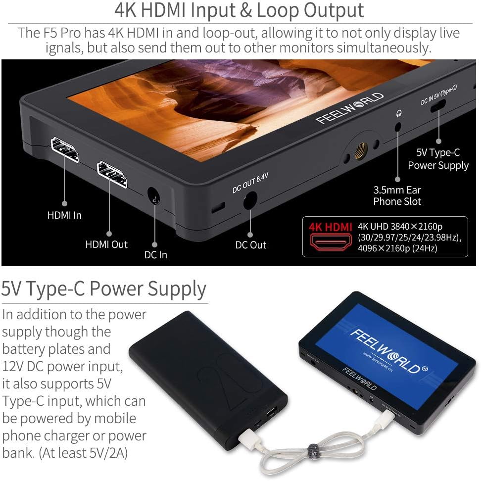 5.5 Inch Touch Screen DSLR Camera Field Monitor with 4K HDMI Input Output M9289