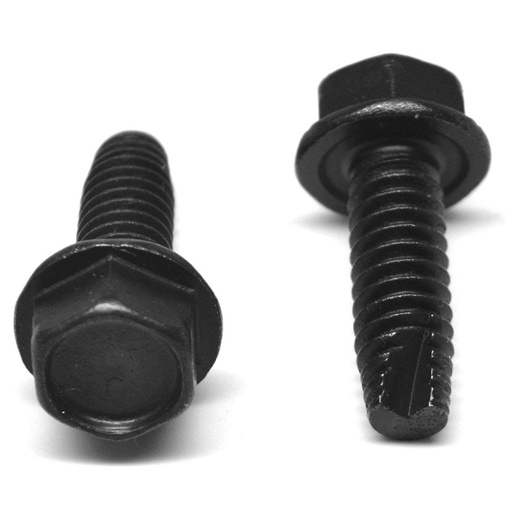 #6-32 x 7/8 Coarse Thread Thread Cutting Screw Hex Washer Head Type 23 Low Carbon Steel Black Oxide B426