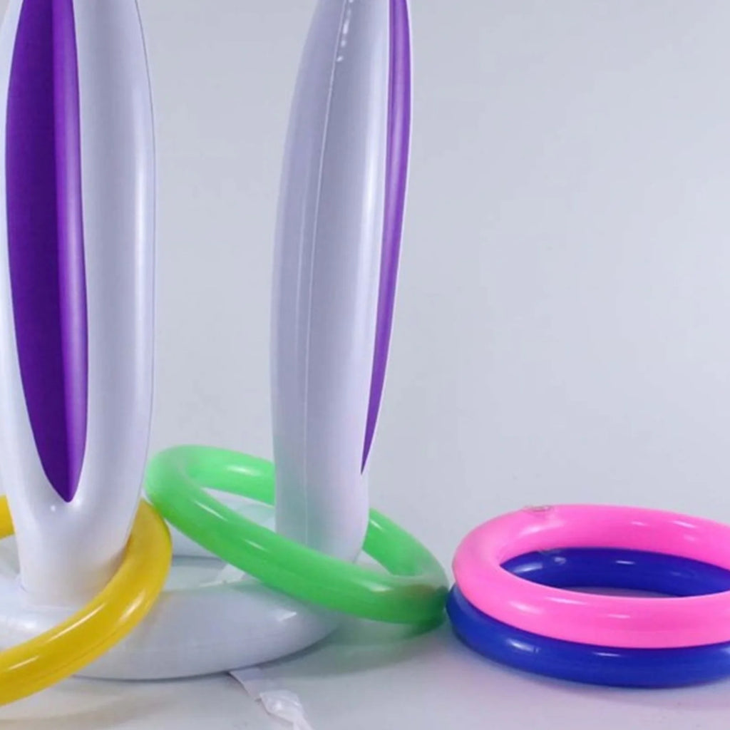 Easter Inflatable Bunny Ear Ring Toss Game Kit with Handheld Pump H652066