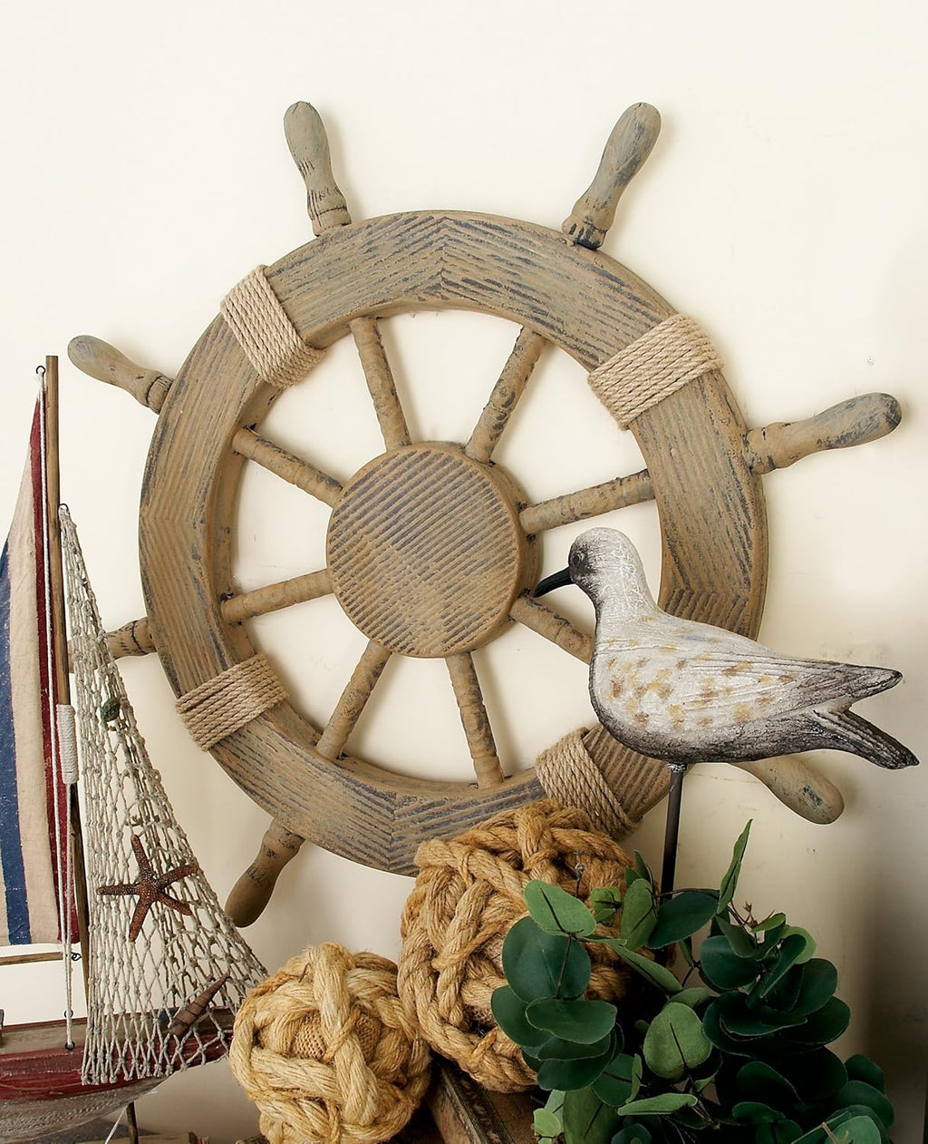 Wood Pirate's Ship Wheel Marine Decor D4650