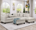 Light Gray Sectional Sofa with Storage Ottoman and Cup Holder Y99821