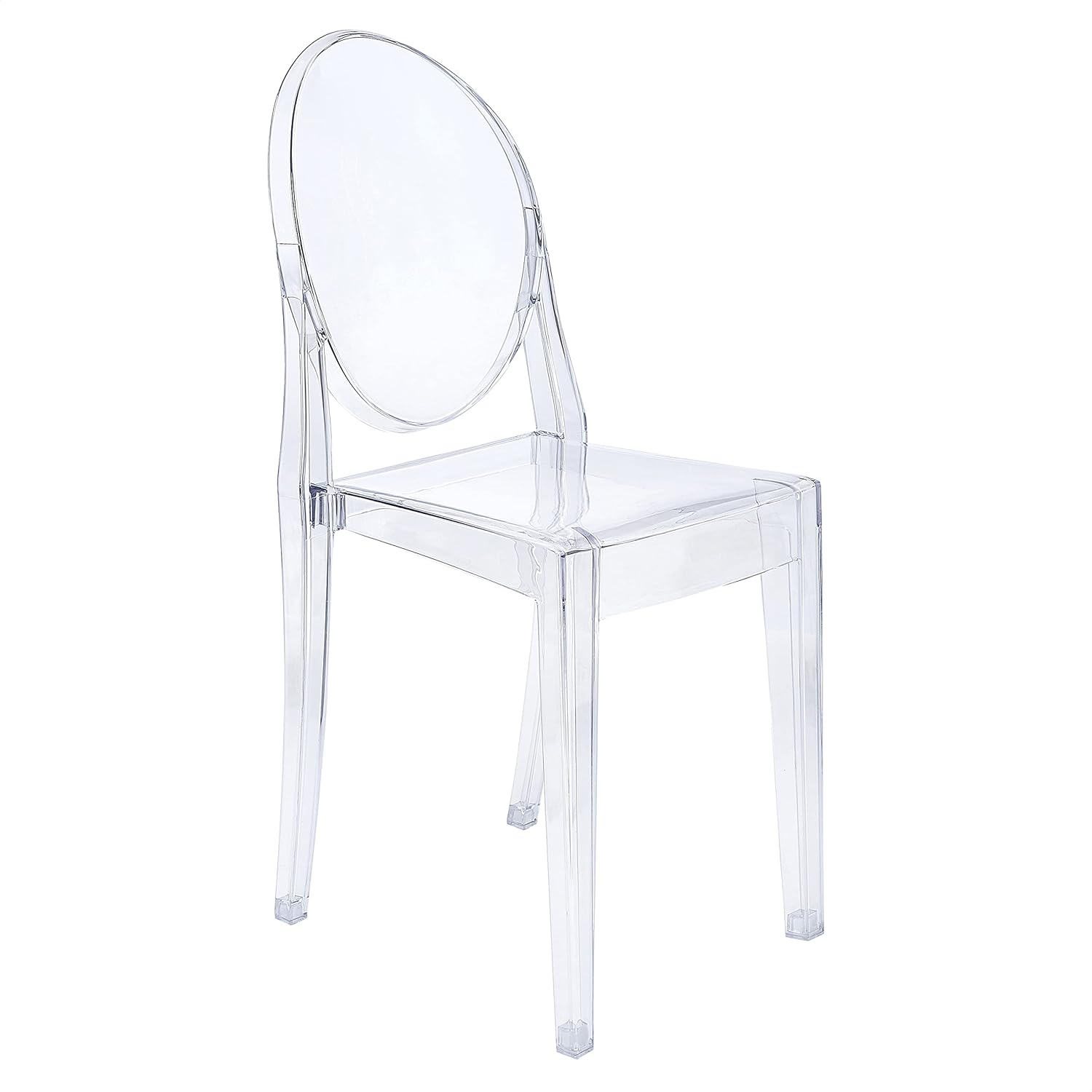 Clear Plastic Side Chair with Natural Wood Legs, Set of 2 M98387