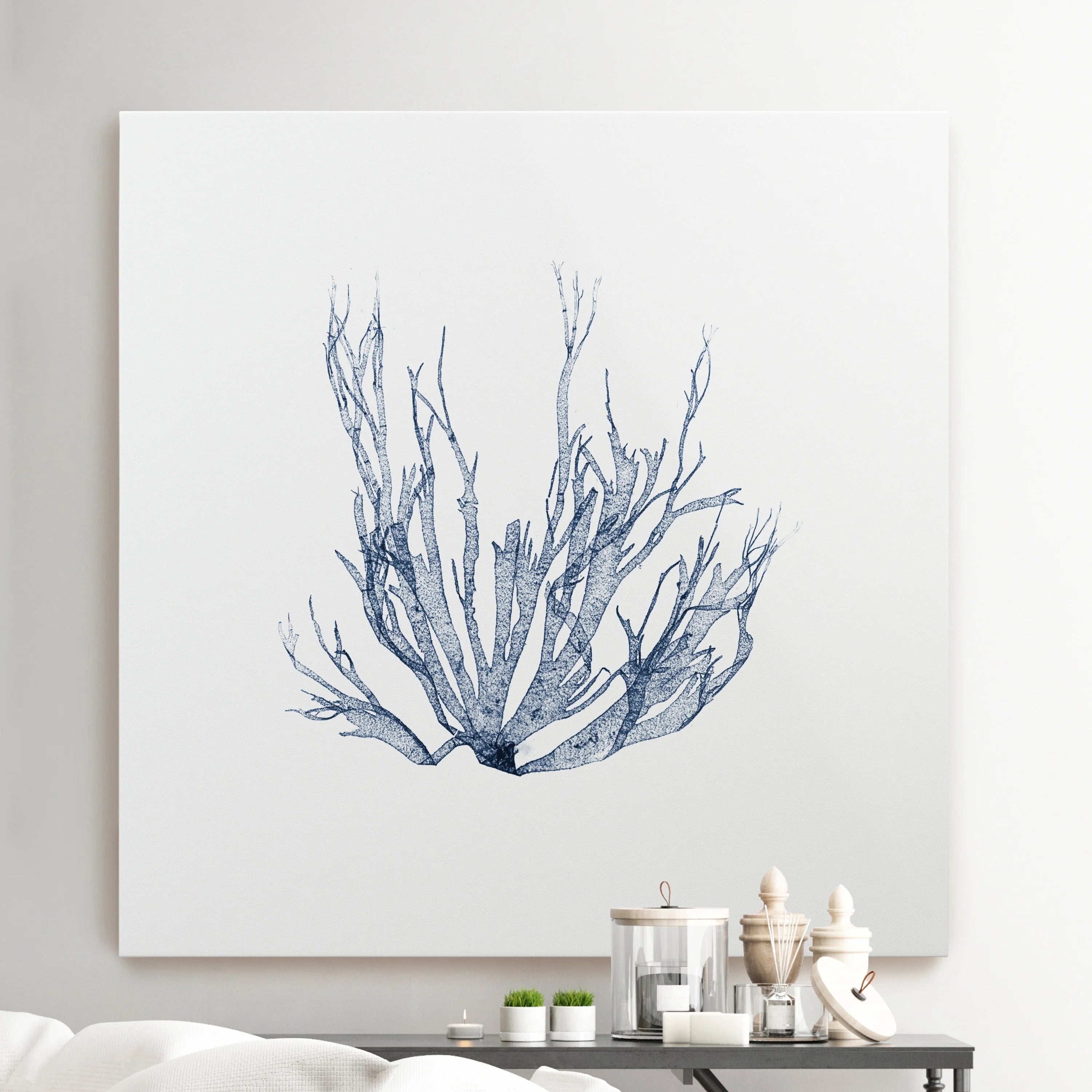 Navy Seaweed Gallery Wrapped Canvas 10x10 V776