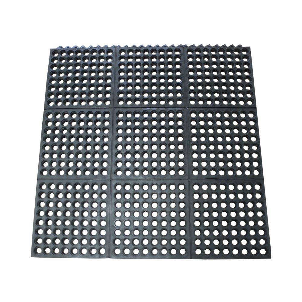 Black Rubber Kitchen Mats 4 Pack L592