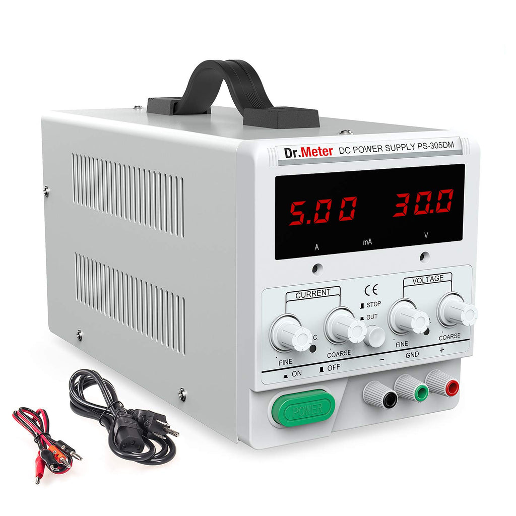 30V 5A Adjustable Switching Regulated DC Bench Linear Power Supply with Alligator Leads and 3 LED Digital Display X505