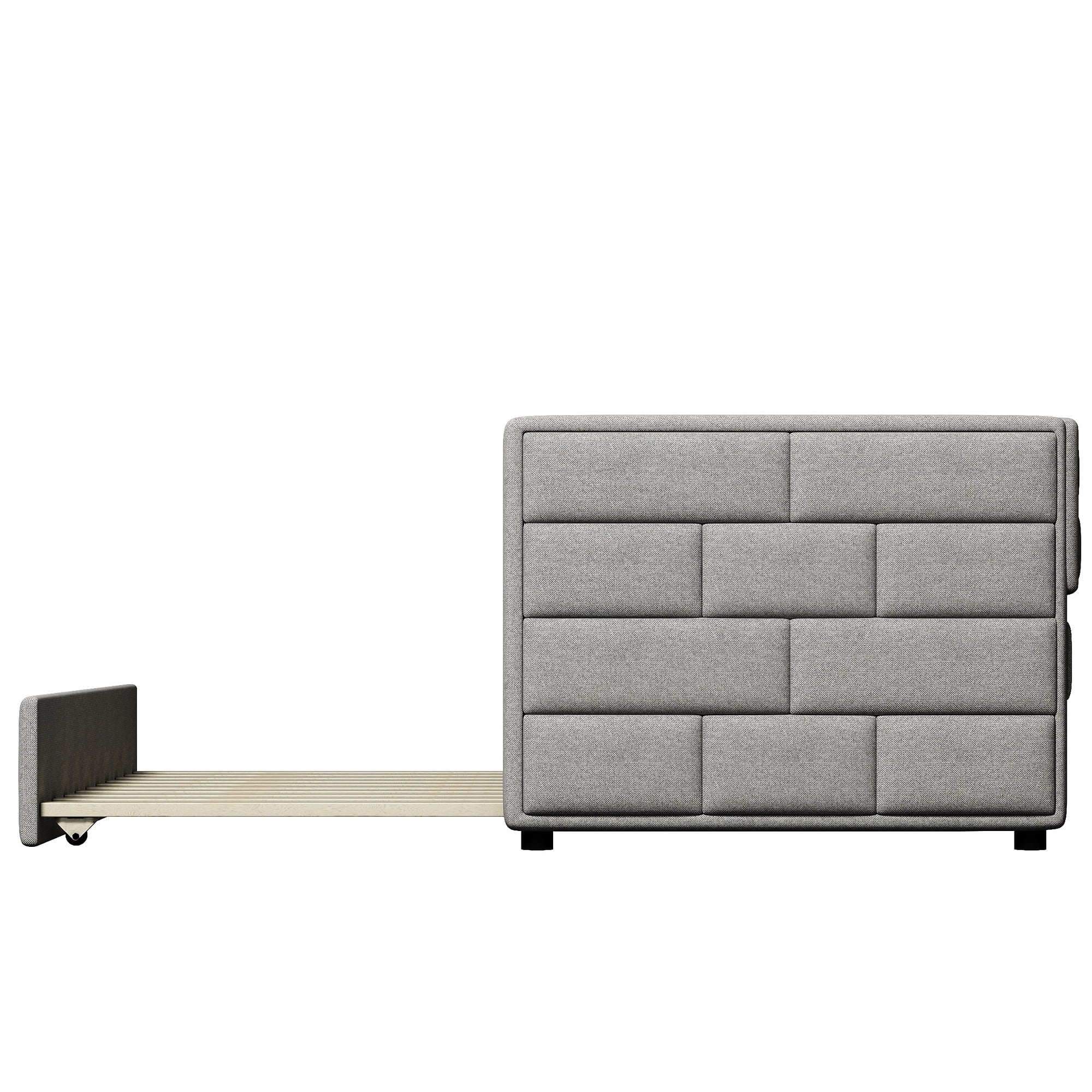 Gray Twin Size Upholstered Daybed with Trundle K285