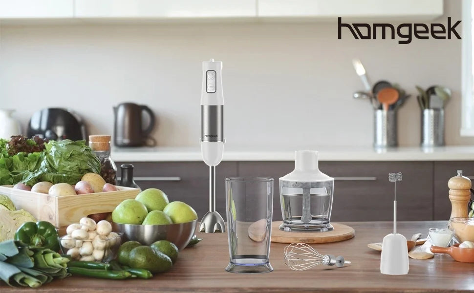 White 6 Speed Immersion Hand Blender with 600Ml Beaker V421699