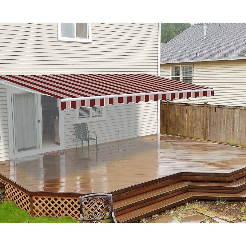 Retractable Motorized Patio Awning, 20 x 10, Multi Stripe Red X6575