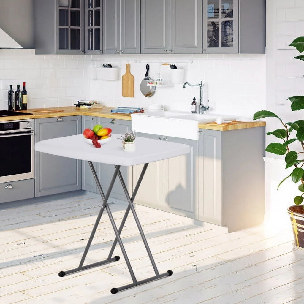 White Height Adjustable Folding Table B871362