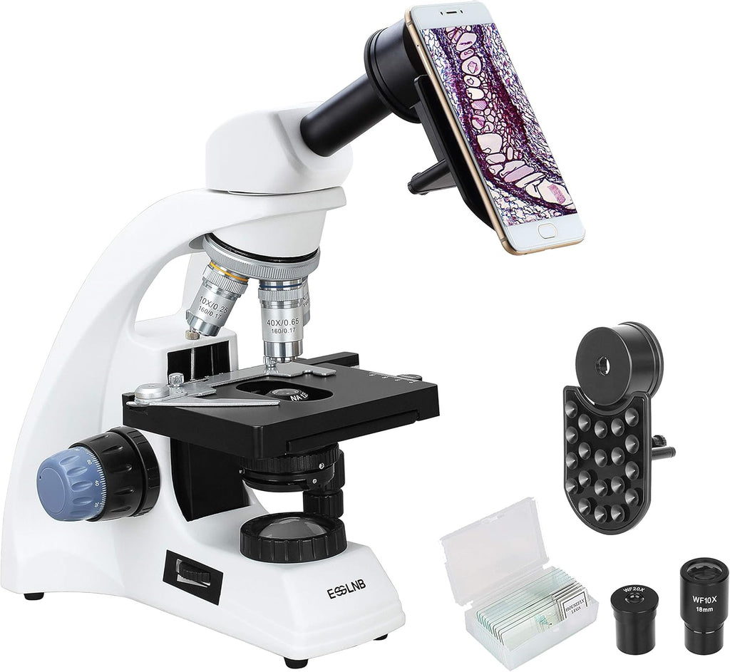 40X-1000X Biological Compound Microscope with Cell Phone Adapter and Slides J60899