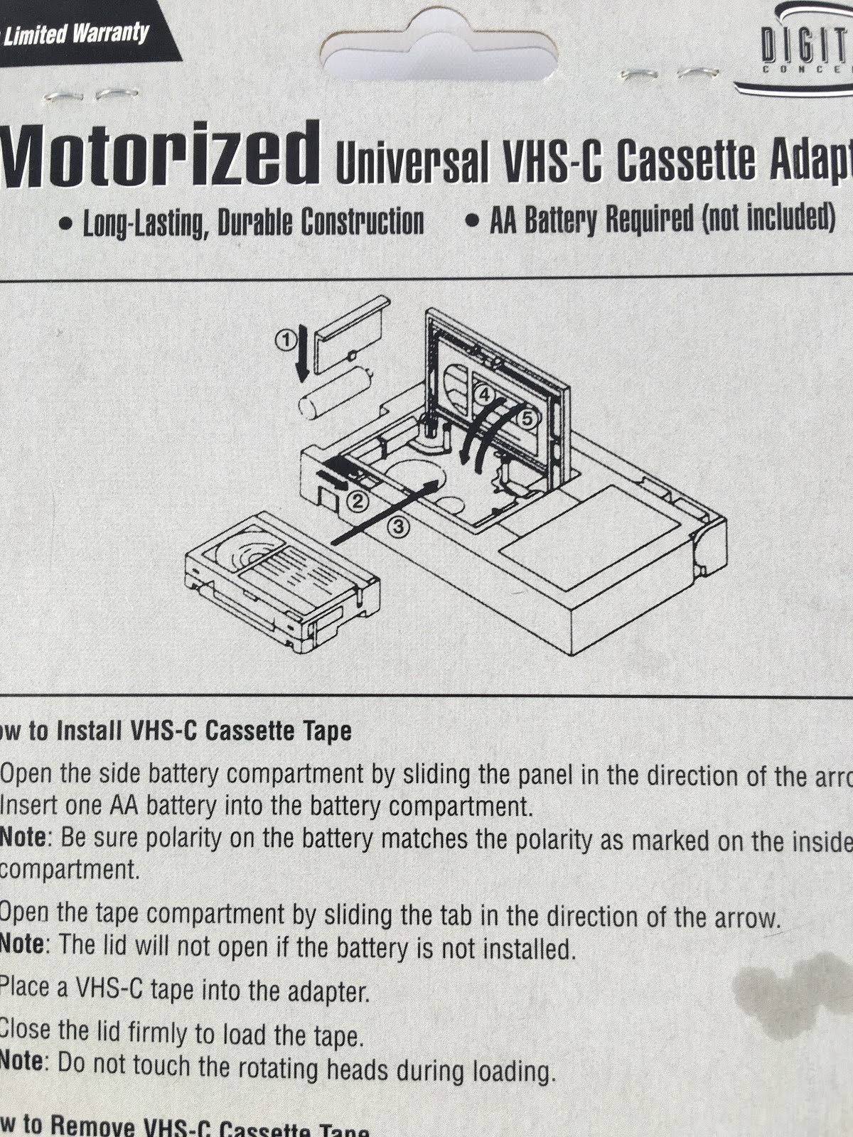 Video Cassette Adapter H2905