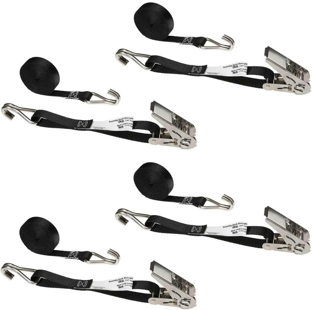 Stainless Steel Ratchet Strap Tie Down 1 Inch Wide 10 Foot Long Black 4 Pack Z995
