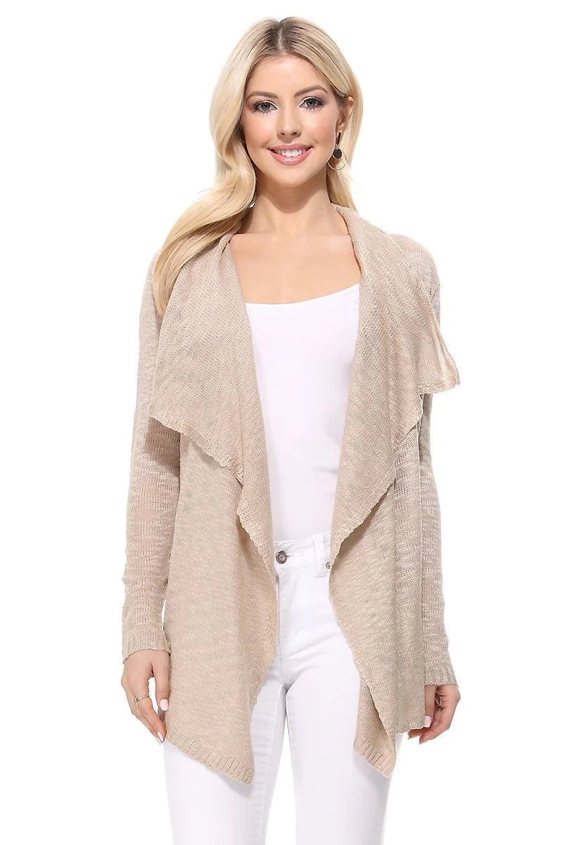 Women's Long Sleeve Sheer Open Front Cardigan Sweater V6767