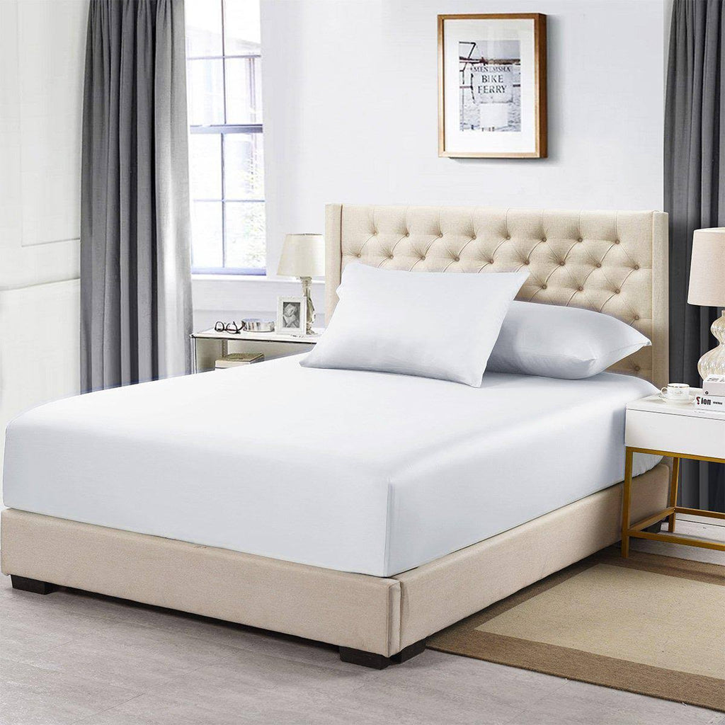 Split Top King Fitted Sheet 100% Bamboo Viscose 600 Thread Count White T2997