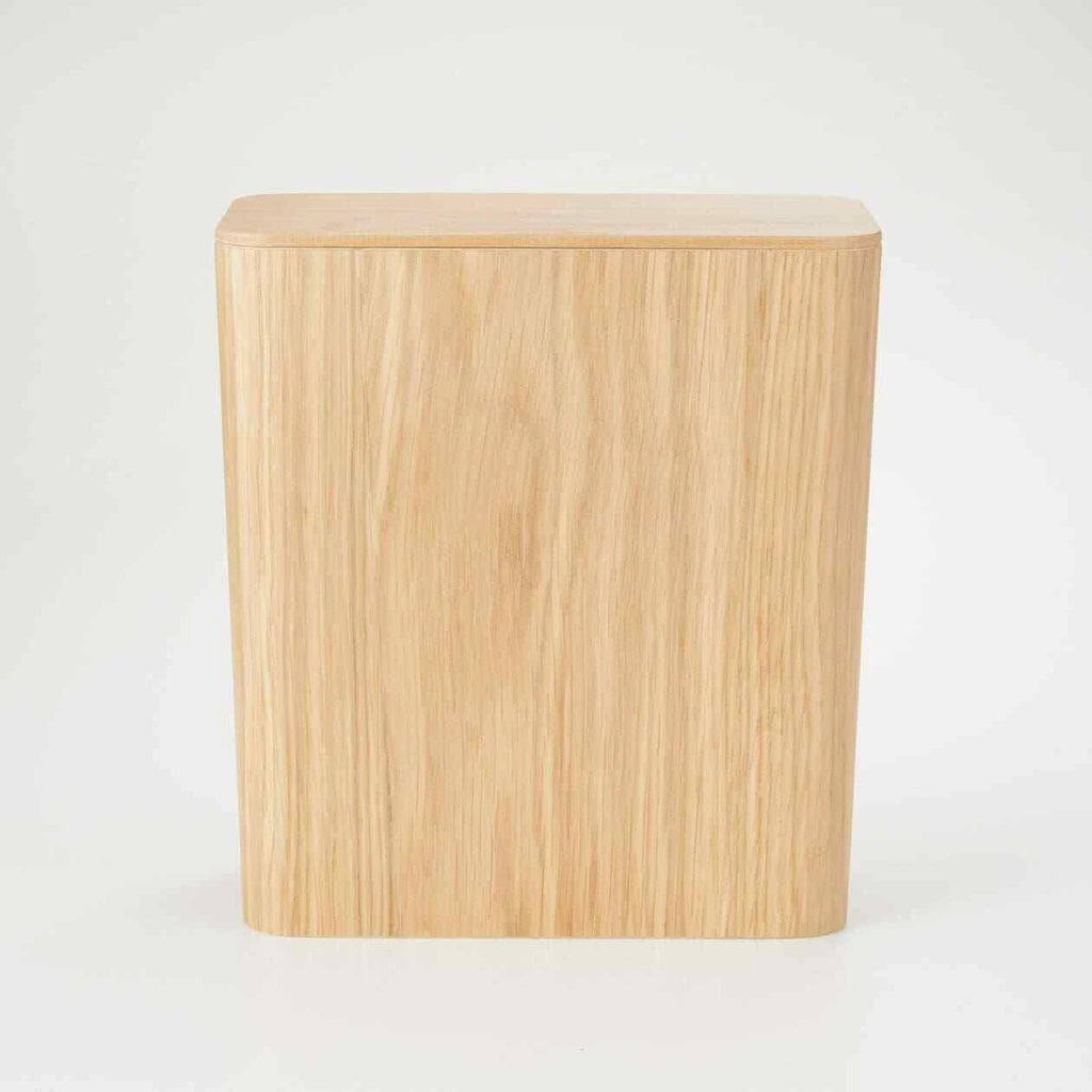 Oak Wood Trash Can with Lid D737340