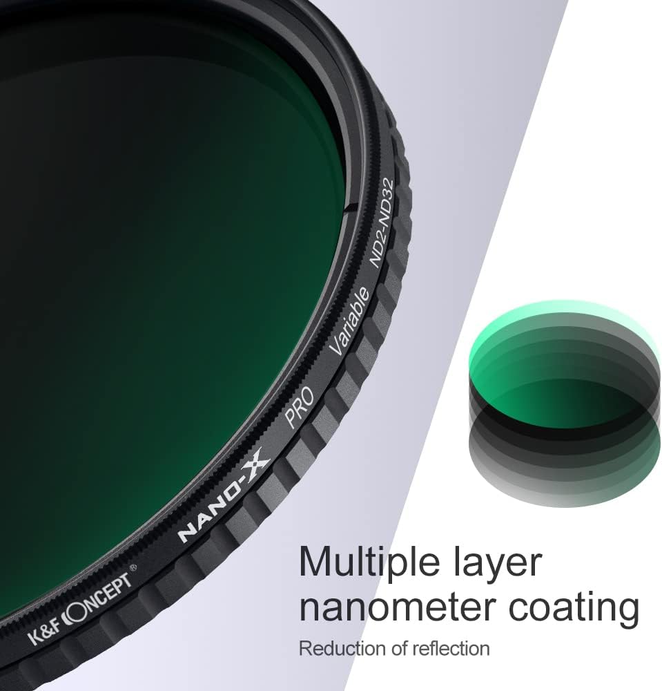 55mm Variable ND Filter ND2-ND32 Optical Glass with Microfiber Cleaning Cloth F256609