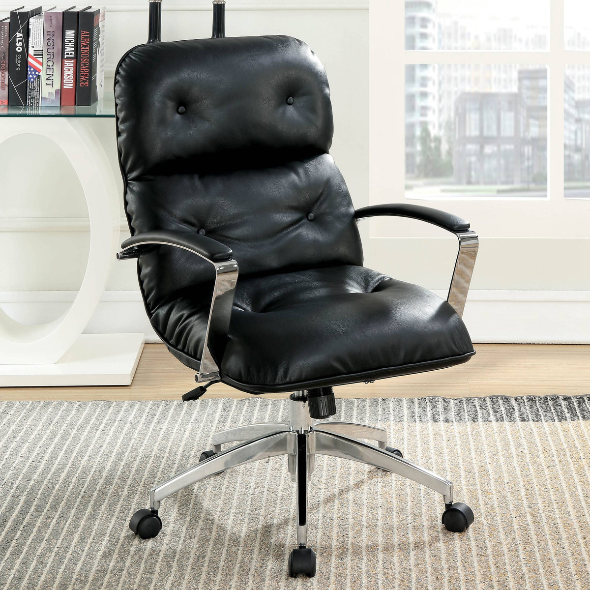 Grey Tufted Leatherette Office Chair S242
