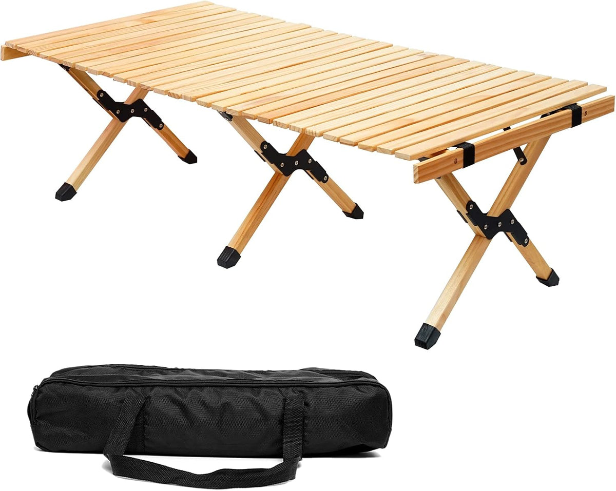 Portable Folding Wooden Camping Table with Carry Bag Z9145