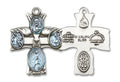 Medium Sterling Silver Catholic 4-Way Cross Medal B24523