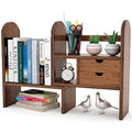 Bamboo Desktop Bookshelf Bookcase with 2 Drawers Q2301