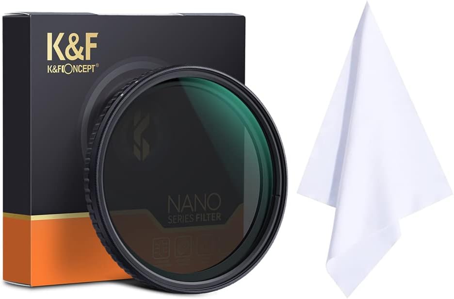 55mm Variable ND Filter ND2-ND32 Optical Glass with Microfiber Cleaning Cloth F256609