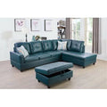 Turquoise Faux Leather Sofa and Chaise with Ottoman K7107
