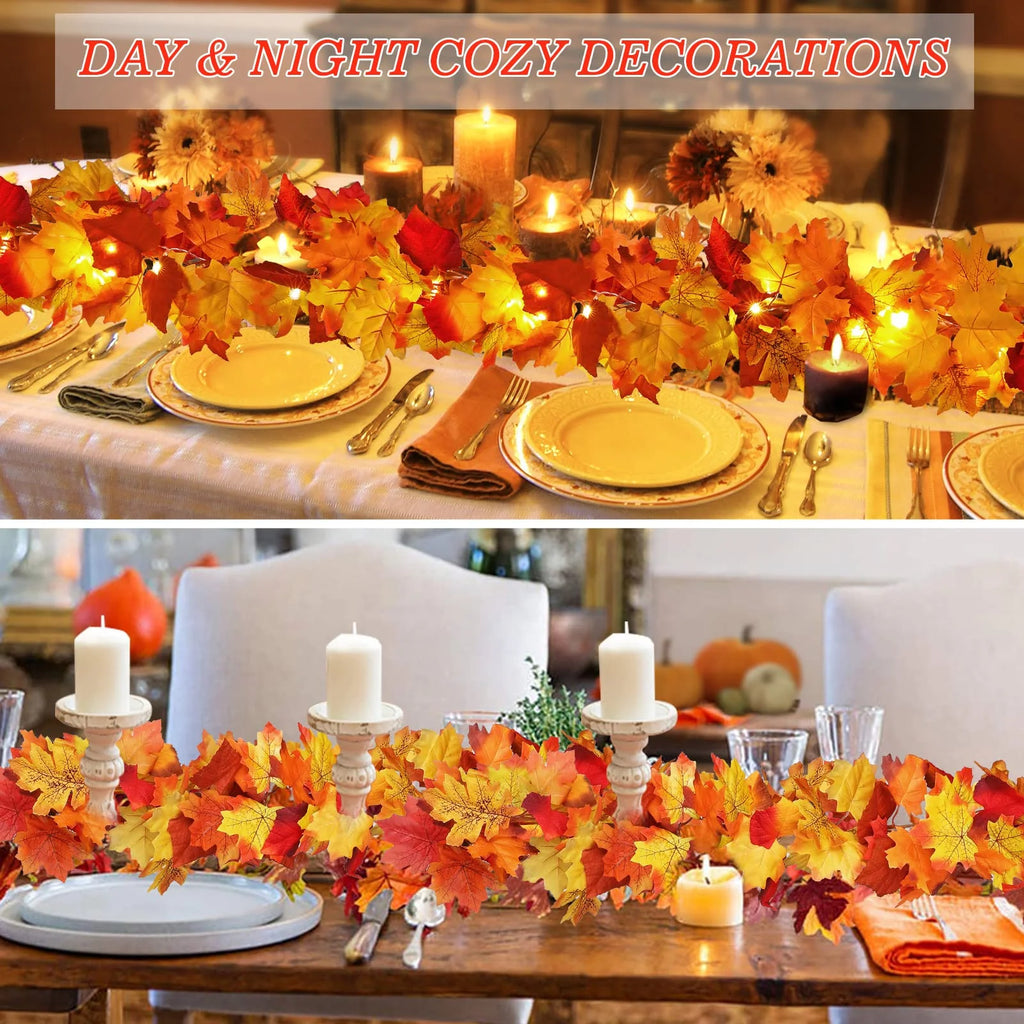 Maple Leaves Garland with Lights A79537