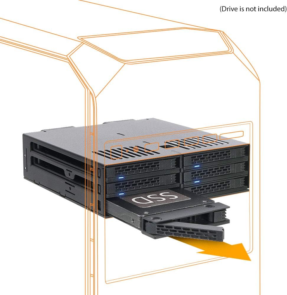 6 x 2.5" SATA HDD SSD Hot Swap Cage for External 5.25" Bay Y29675