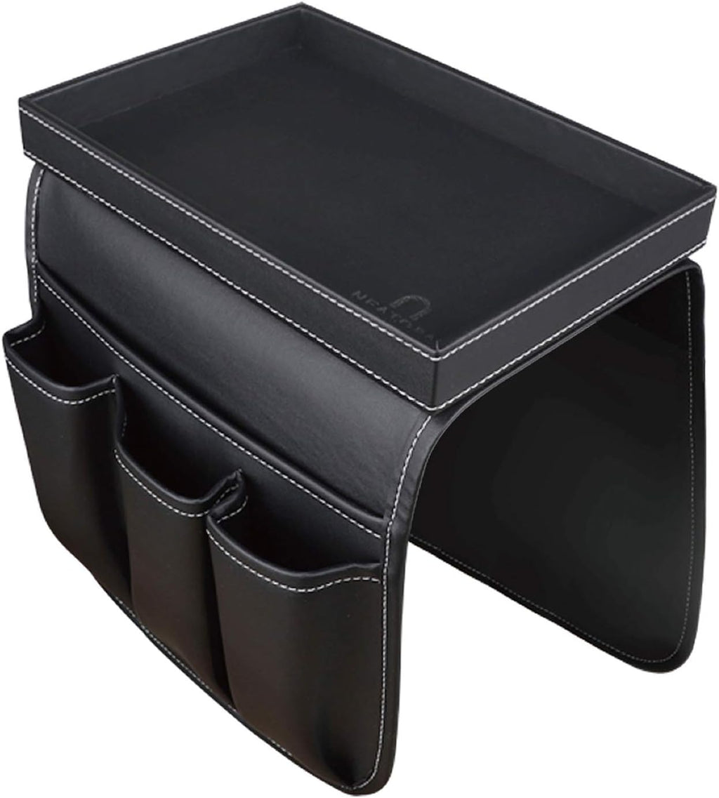 Grey Synthetic PU Leather Couch Remote Caddy with Detachable Tray B3748