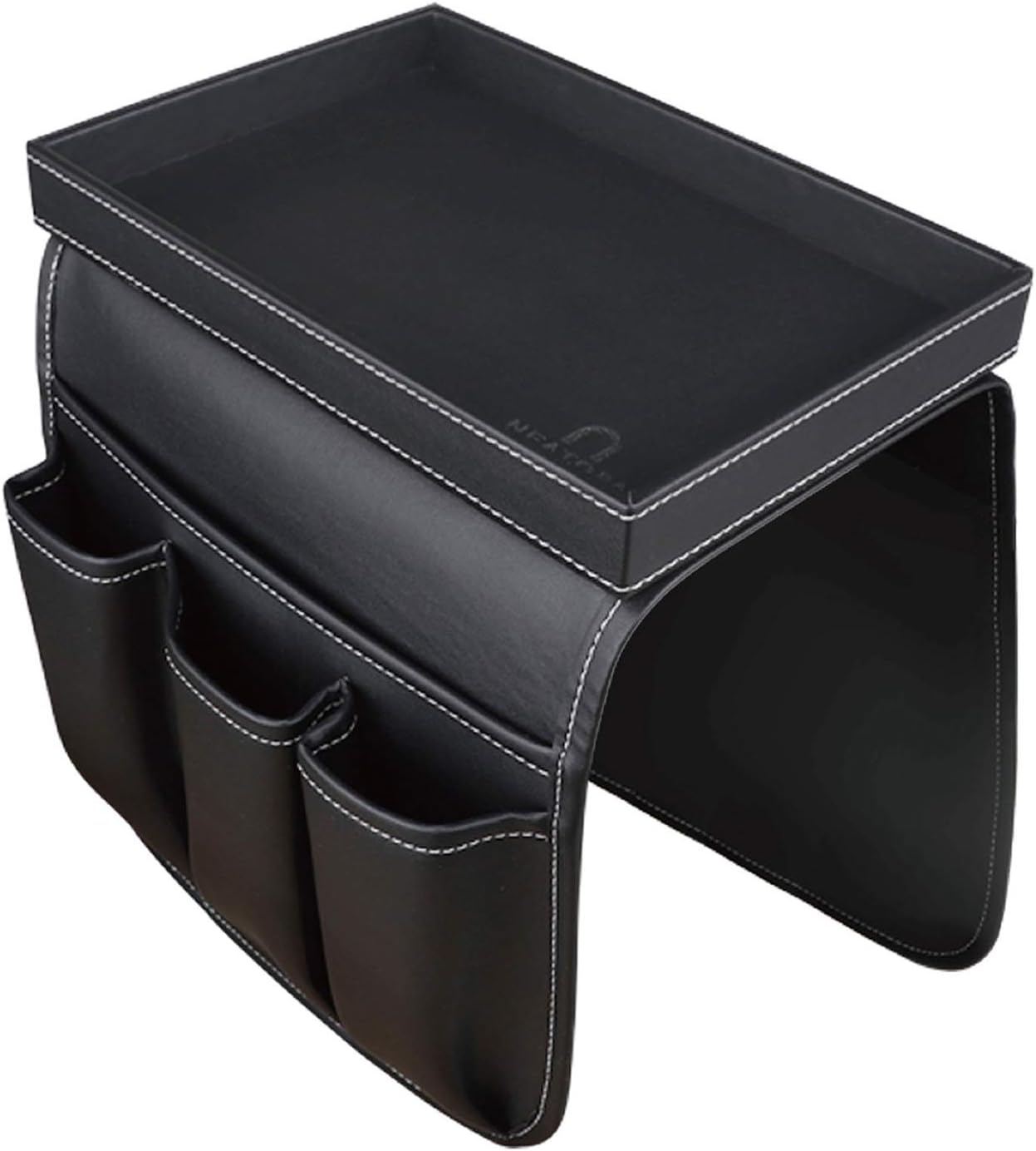 Grey Synthetic PU Leather Couch Remote Caddy with Detachable Tray B3748