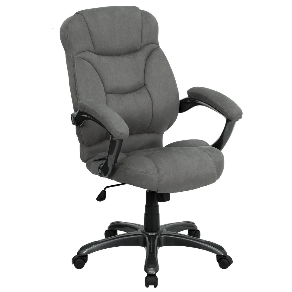 Gray High Back Contemporary Executive Swivel Ergonomic Office Chair with Arms B62862