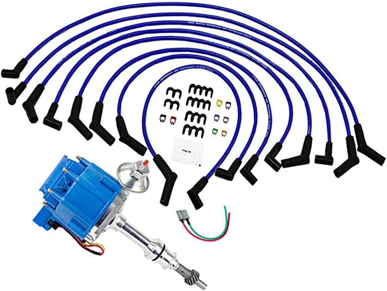 Blue Cap HEI Distributor Kit with Spark Plug Wires and Pigtail Harness U6298