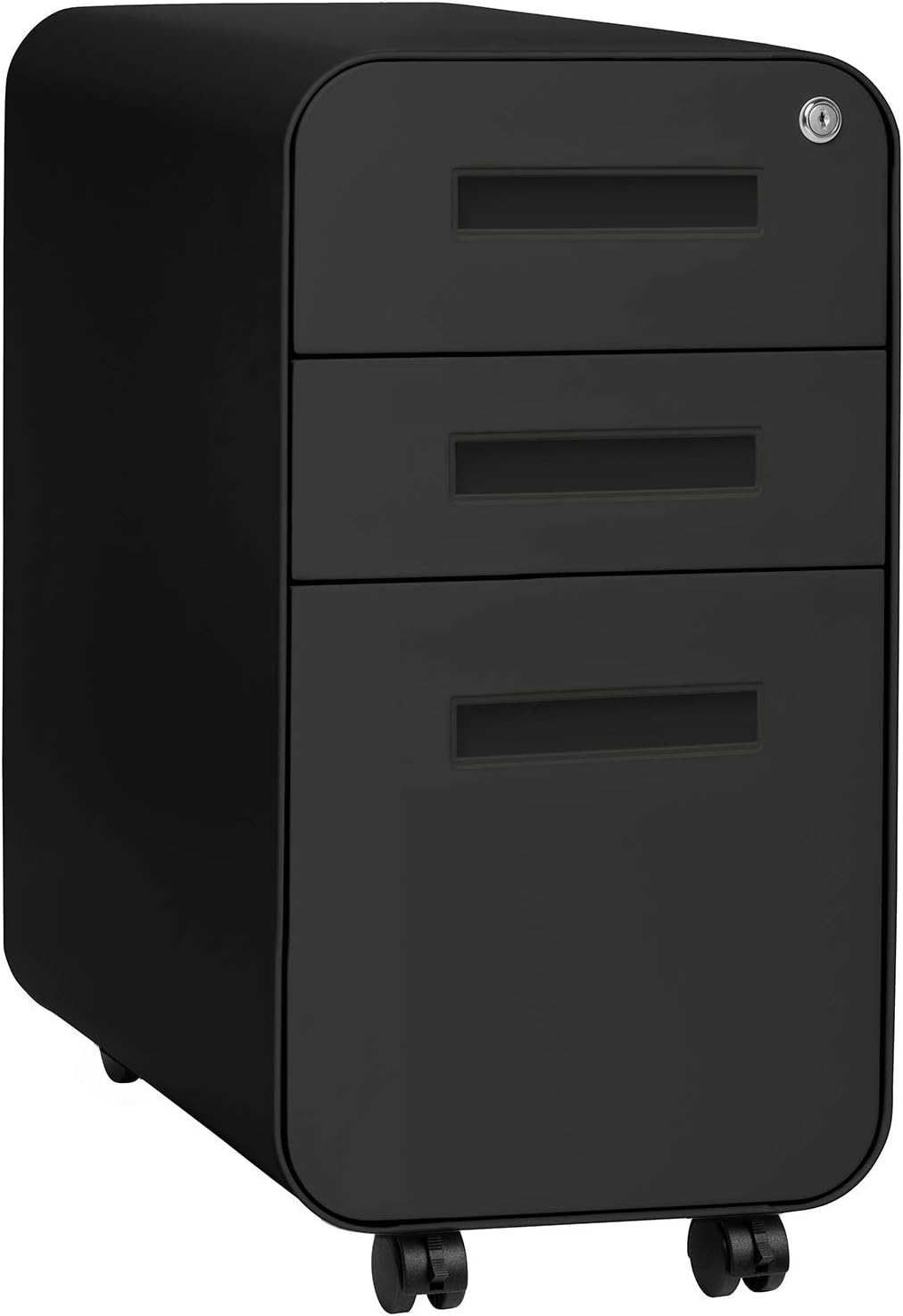 3-Drawer Mobile File Cabinet White/Orange K9914