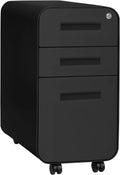 3-Drawer Mobile File Cabinet White/Orange K9914
