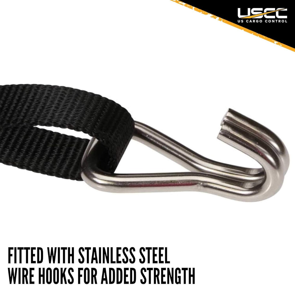 Stainless Steel Ratchet Strap Tie Down 1 Inch Wide 10 Foot Long Black 4 Pack Z995