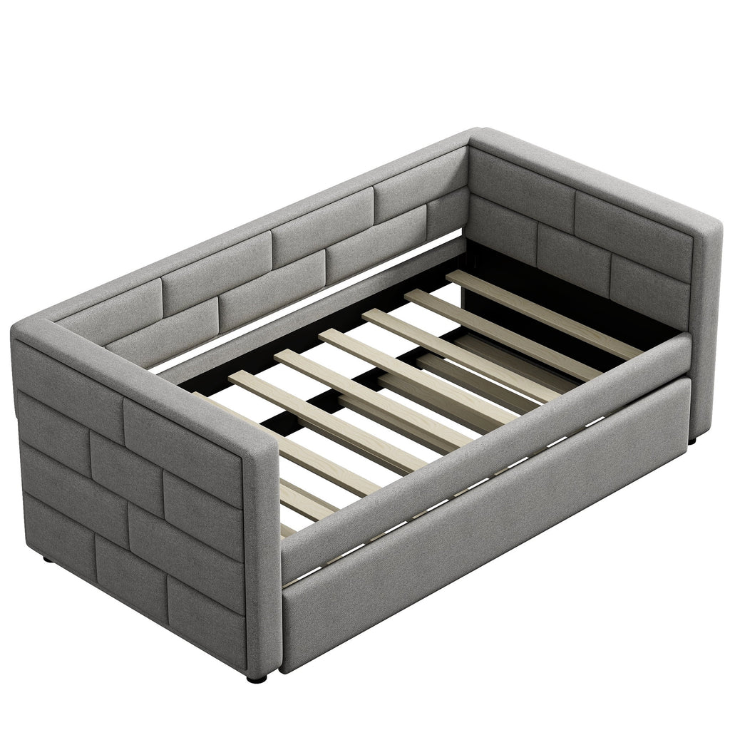 Gray Twin Size Upholstered Daybed with Trundle K285