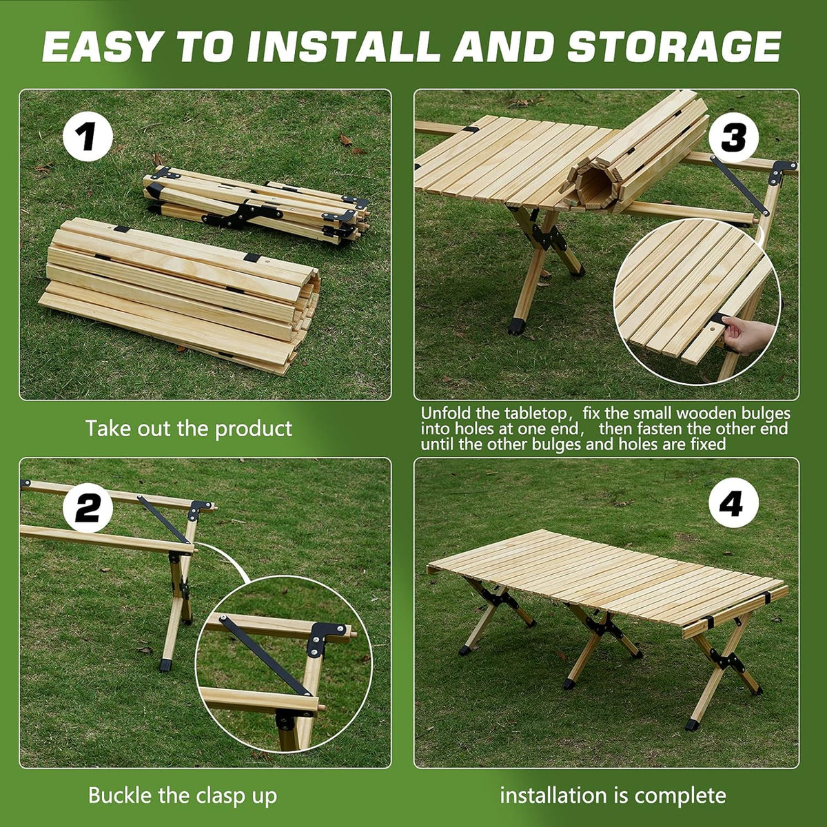 Portable Folding Wooden Camping Table with Carry Bag Z9145
