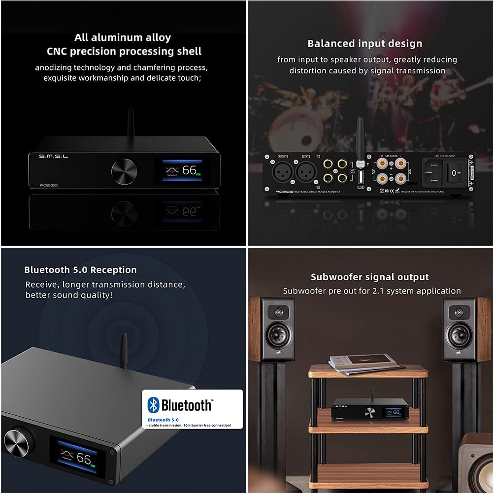 Digital Power Amplifier 150W×150W 2 Channel Desktop Amp with Remote Control B1599