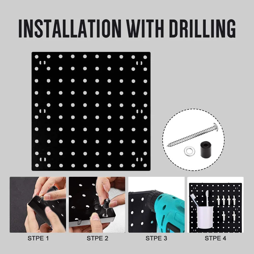 4PCS Plastic Pegboard Wall Organizer Kit Y746162