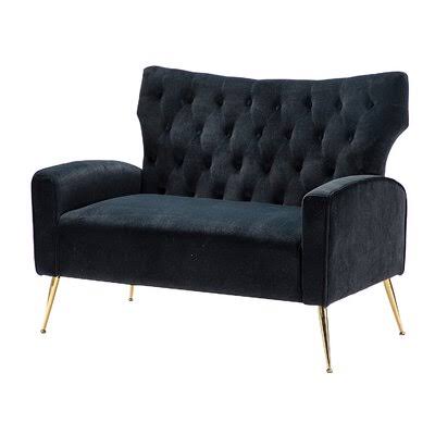 Black Polyester Square Arm Loveseat F63966