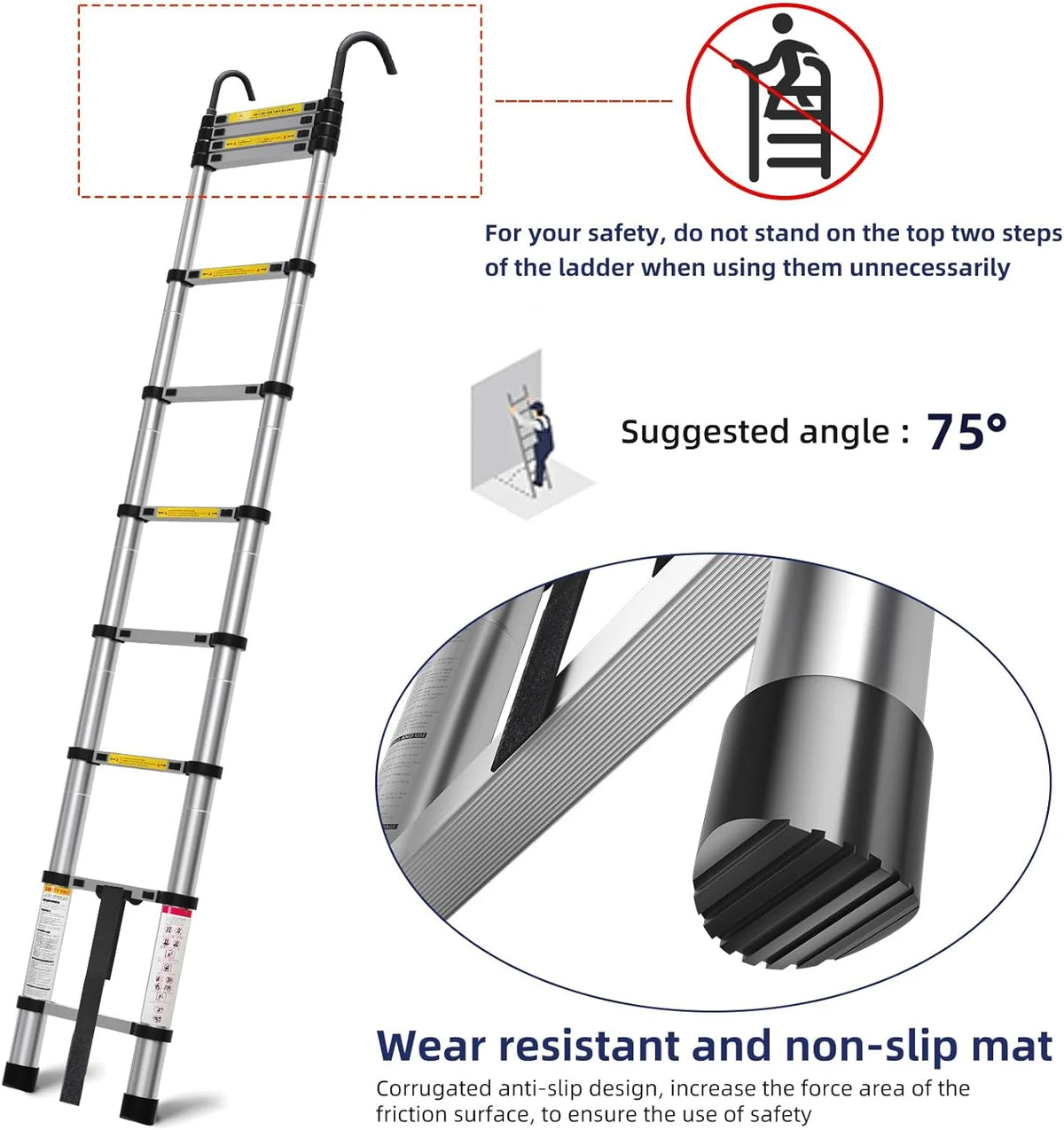 10.5ft Aluminum Telescoping Ladder with Hook G2583