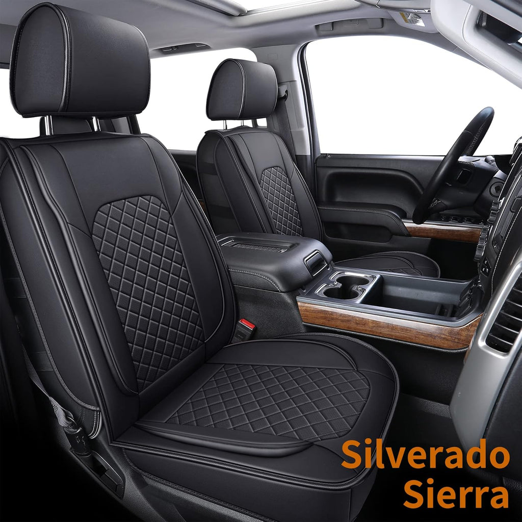 Black Faux Leather Seat Covers Full Set U157