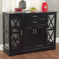 Black Wood Buffet Sideboard with Glass Doors U3359