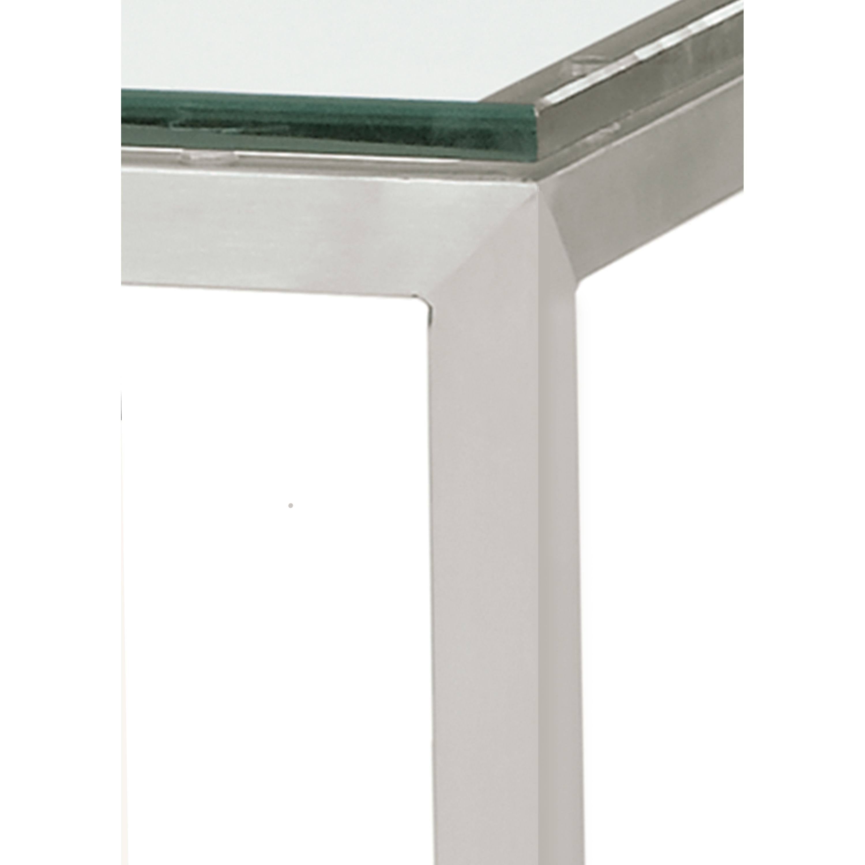 Patio Bar Table with Clear Tempered Glass Top and Silver Base L230489