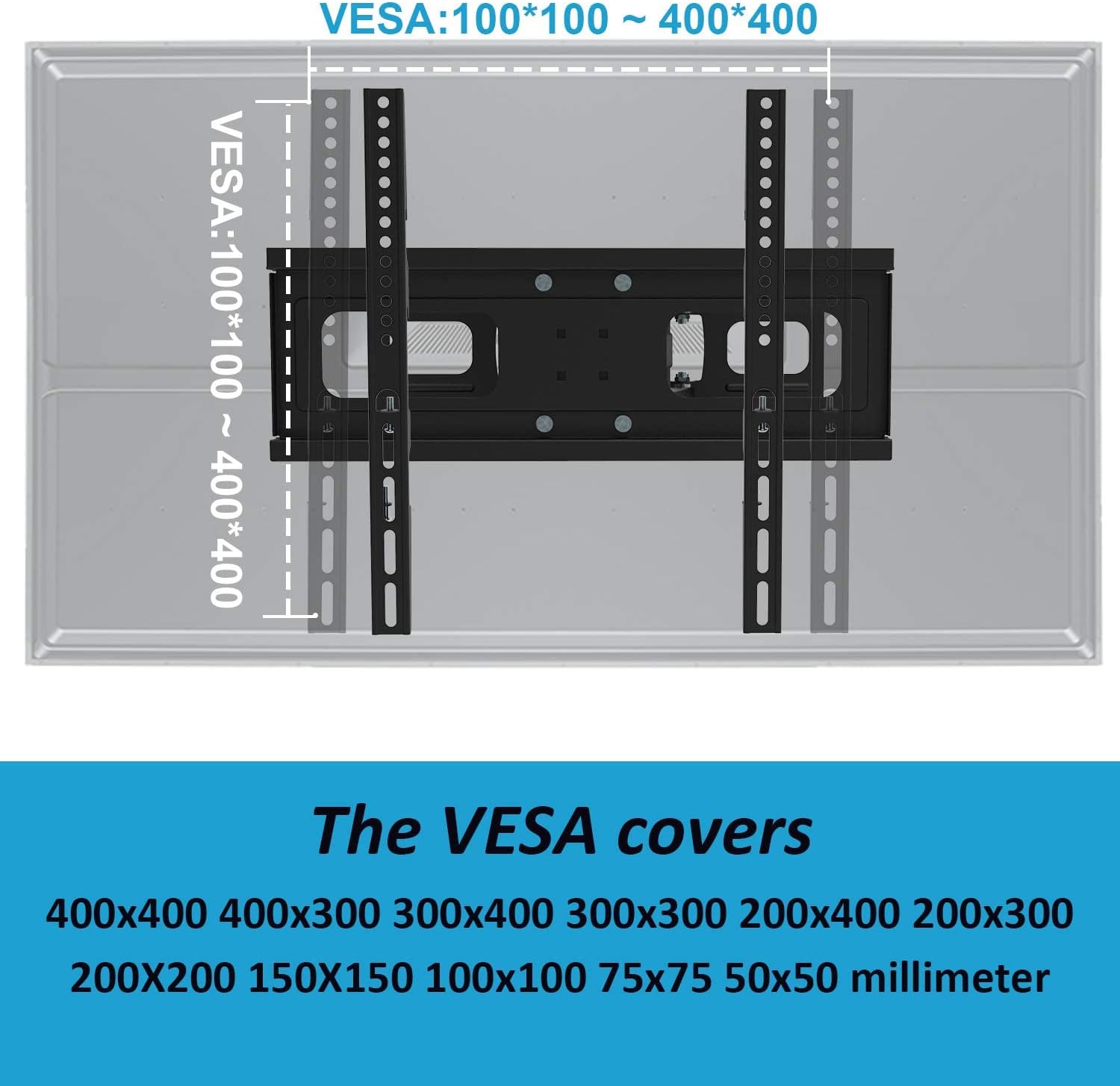 TV Wall Mount Full Motion TV Bracket with Articulating Dual Arms Tilt Swivel 14" Extend, VESA 400x400mm, Pack of 2 E605938