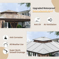 Hardtop Gazebo with Polycarbonate Double Roof, Aluminum Frame, Bug Netting & Privacy Curtains V511